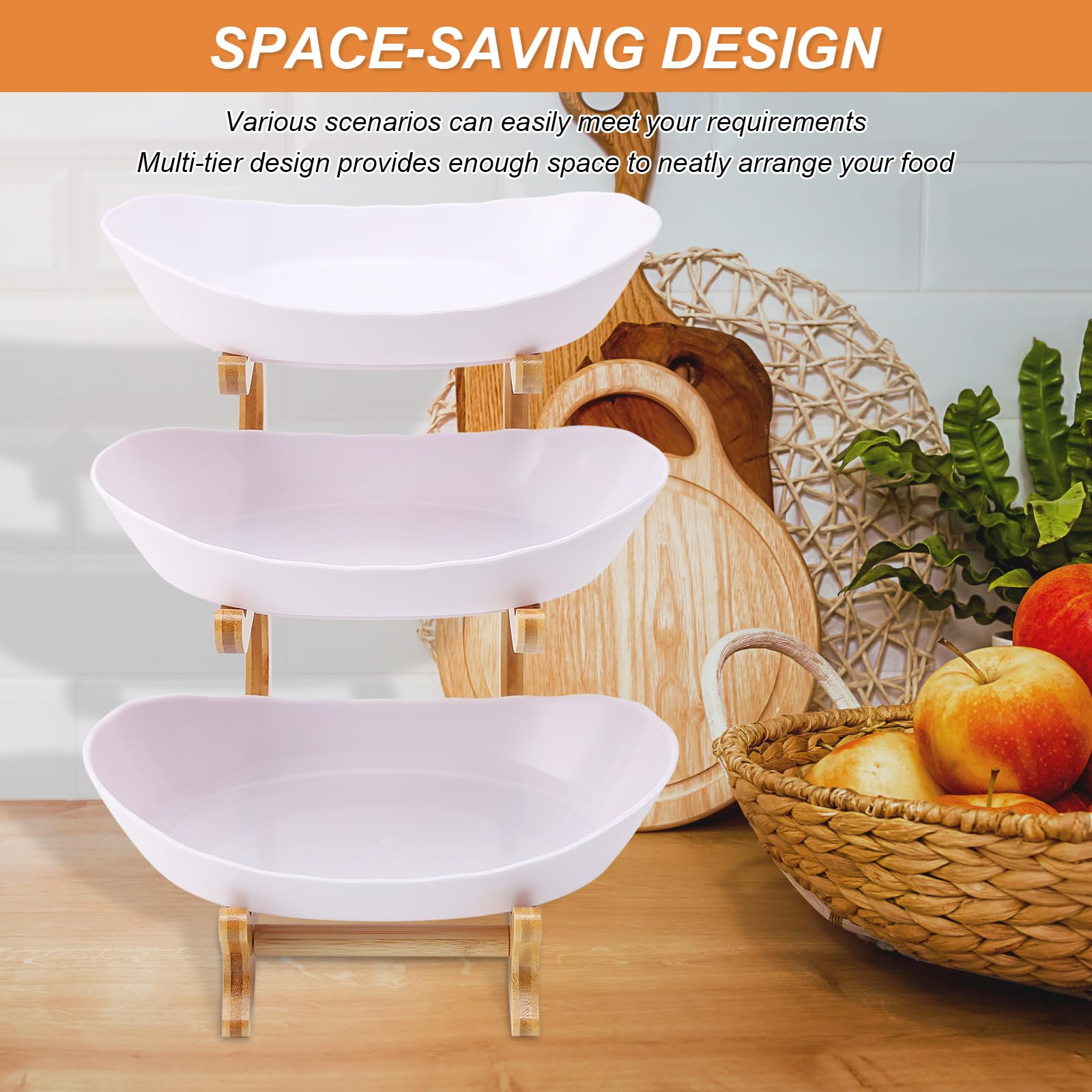 Étagère à Fruits à 3 Niveaux, Corbeille à Fruits Etagere Avec Support