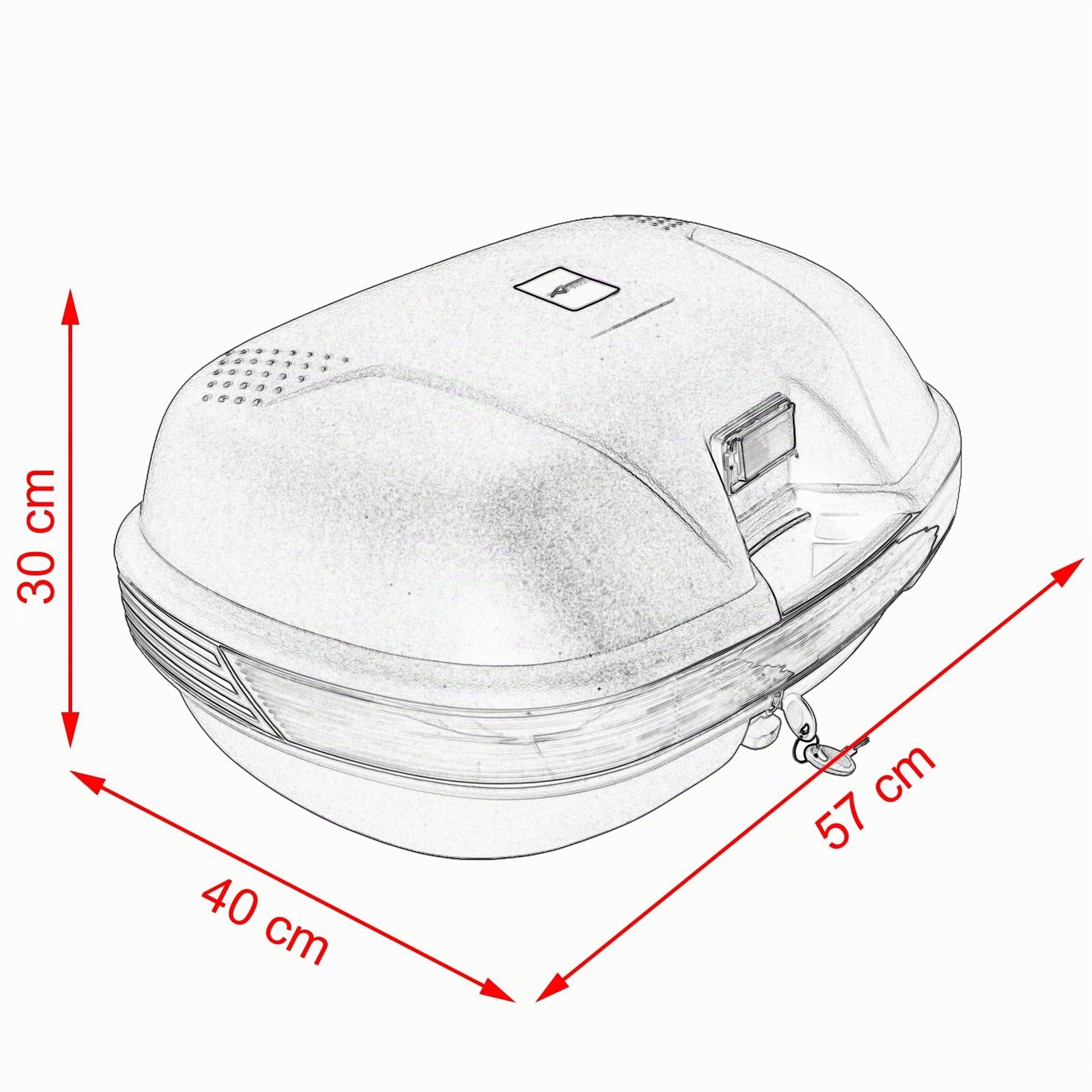 Coffre Topcase Moto Valise Scooter Catadioptres Universel Libération Rapide 40LT