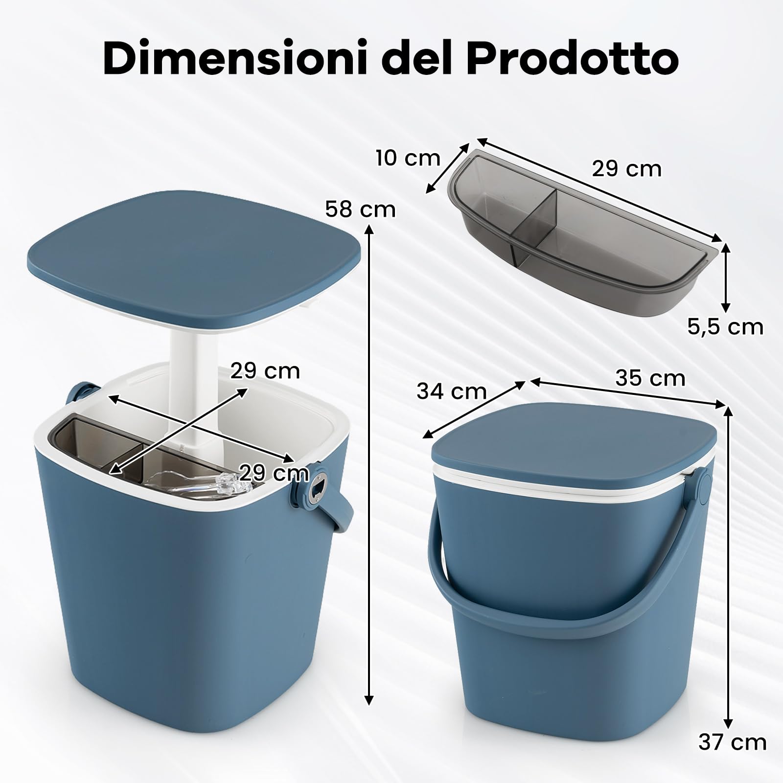 COSTWAY 3-in-1 Cool Box Portatile 15L con Piano Rialzabile 34 x 35 x 37-58 cm, Secchiello Ghiaccio con Apribottiglie e Pinza per Alimenti, Tavolino Portaghiaccio, per Piscina e Spiaggia (Blu)