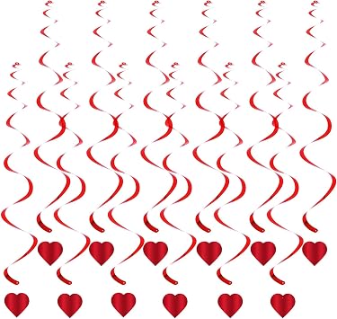 AUXHCYL Valentines Decorations, 12PCS Heart Valentines Day Decorations, Love Heart Decorations for Valentine's Party, Anniversary, Wedding Single Party, Galantiens Decorations
