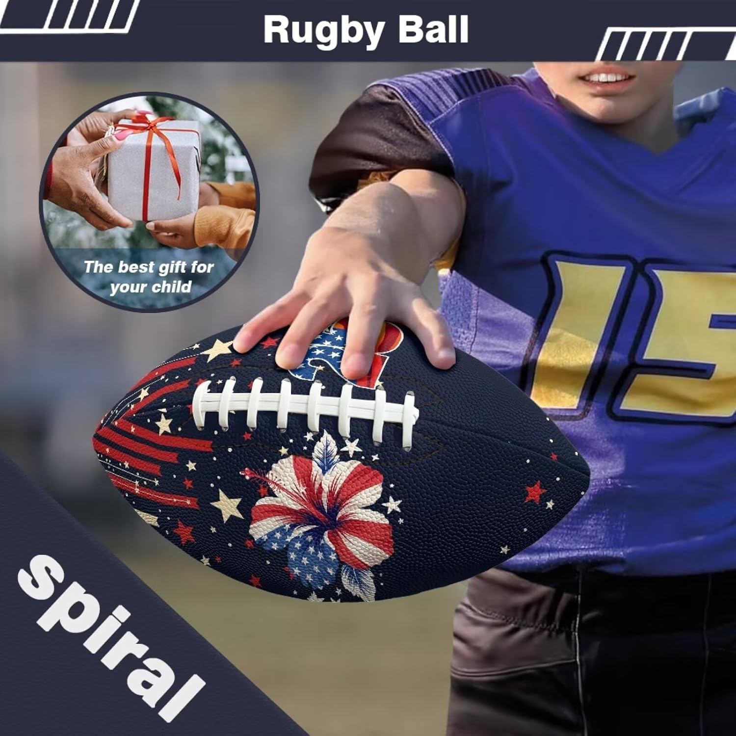 Custom Rugby Ball Personalized UV Printed PU Leather Training Ball with Various Designs for Team Coach Gift Logo Photo Text Durable Waterproof Grip Practice Souvenir Award Display