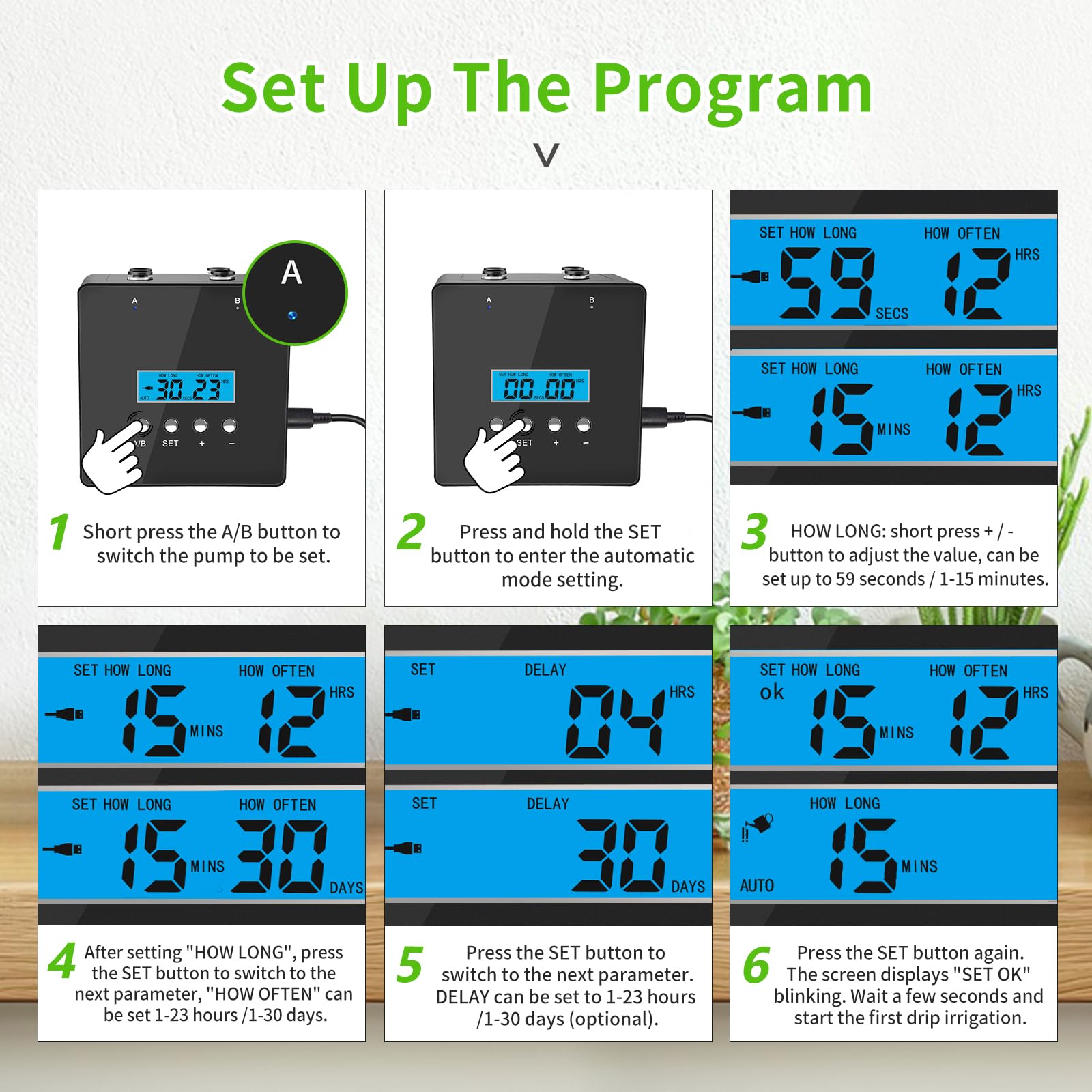 Dispositivi di irrigazione delle piante, 20 supporti per piante d'appartamento in vaso, dispositivi di irrigazione delle piante, kit di irrigazione a goccia automatica Timer programmabile
