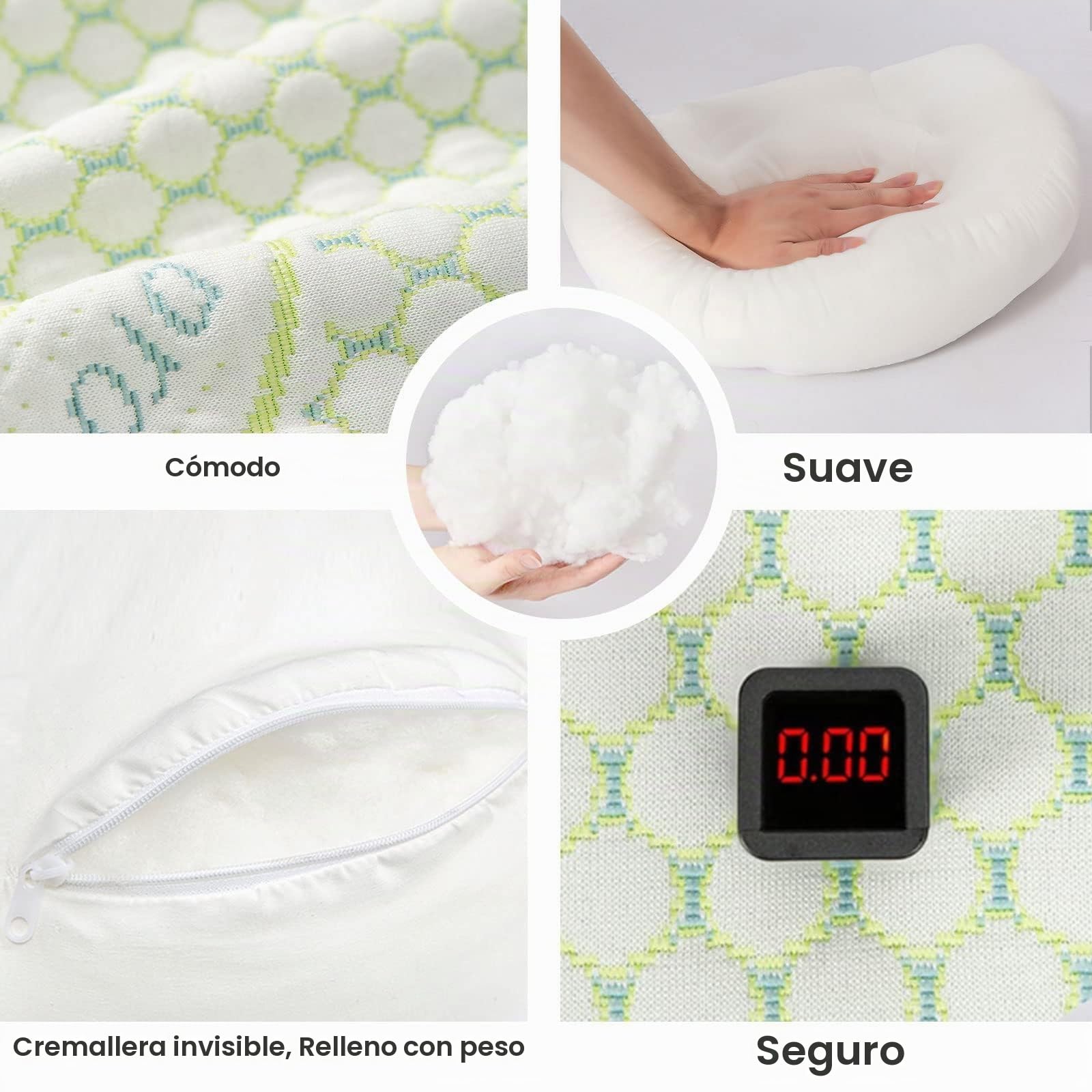 ShowyLive - Cojín de embarazo en forma de U para dormir, cojín de lactancia, cojín de maternidad, almohada de embarazo con funda reemplazable y lavable (Verde)