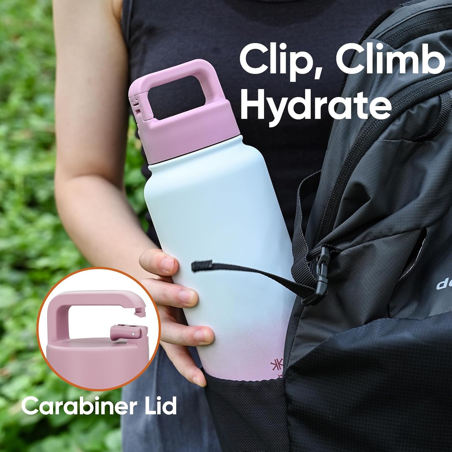 32 oz Insulated Water Bottle, 2-in-1 Lid, Straw & Spout with Protected, Leak Proof, Keep Cold, Stainless Steel, Metal, Reusable, Handle, for Outdoor, Gym and School, 2 Lids, Iced Plum - Image 4