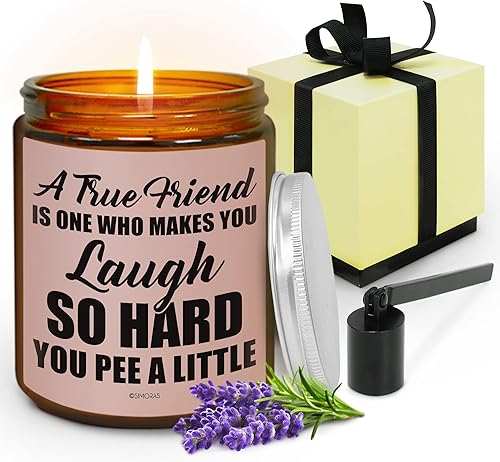 SIMORAS Vela para mejor amigo con apagador de velas, una vela de verdadero amigo, regalos para amigos para mujeres, hombres en graduación, regalos