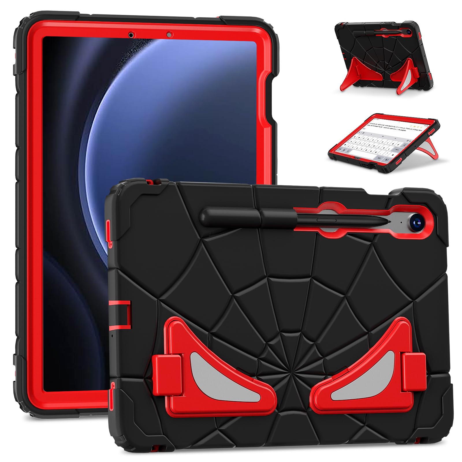 Funda resistente para niños para Samsung Galaxy Tab S10 Lite de 10.9 pulgadas 2025 SM-X400/X406B/S10FE con soporte dual y porta S Pen, funda resistente de PC+silicona a prueba de golpes para