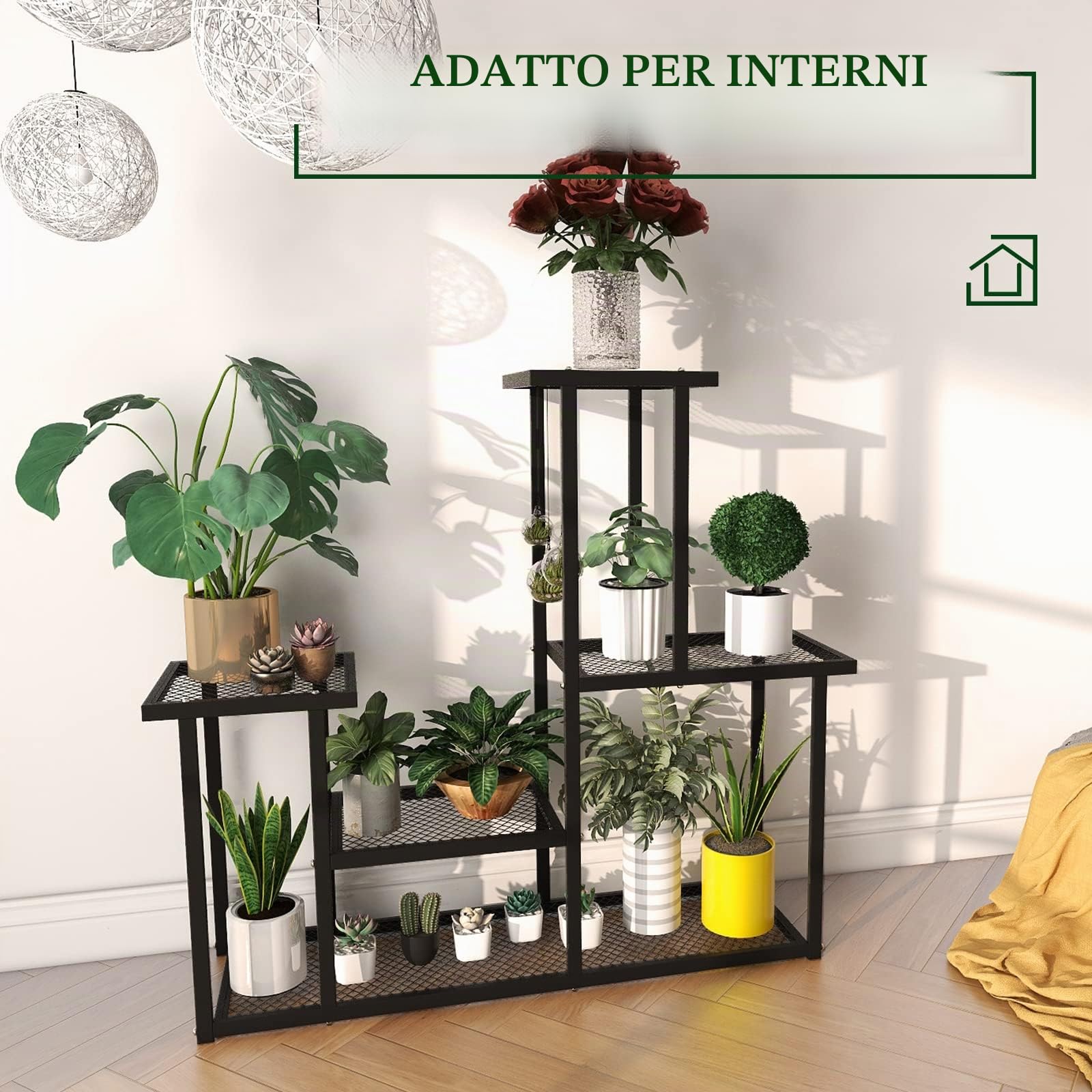 G TALECO GEAR Supporto per Piante e Fiori a Più Livelli per Interni ed Esterni, Scaffale Angolare per Soggiorno, Balcone, Patio, Cortile (M)