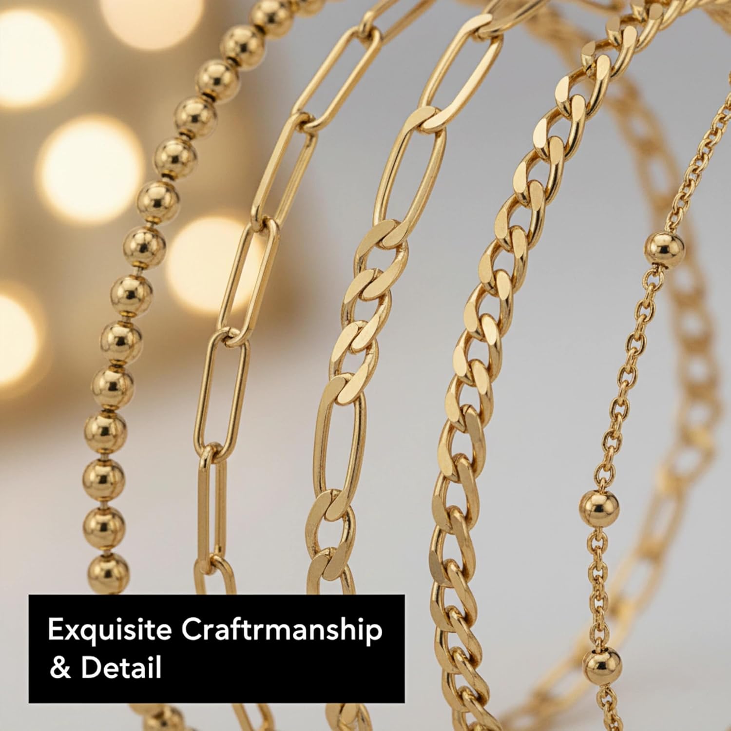 14K Gold Plated Bracelets for Women - Stackable Dainty Layered Bracelet Set - Adjustable Gold Chain Bracelets for Girls - Image 7