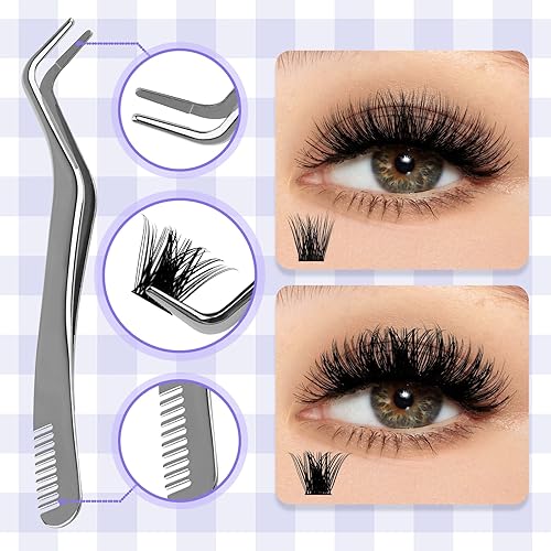 Miniatura 5 de Kit de racimos de pestañas para usar en casa 240 PCS, ultraligero, bricolaje, natural, esponjoso, Wispy, impermeable, anime, manga, ojo de gato,