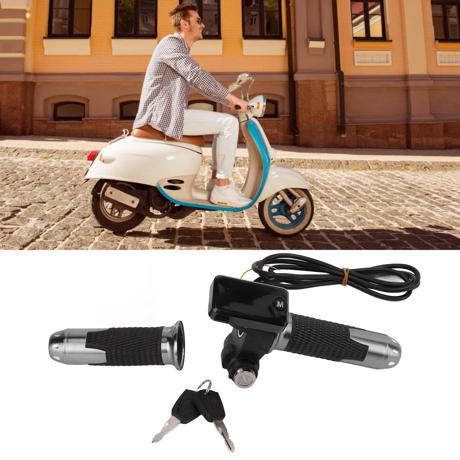 Poignée d'accélérateur torsadée pour vélo électrique avec écran LCD, poignées d'accélérateur en aluminium ABS, accessoires de remplacement pour les déplacements domicile-travail,