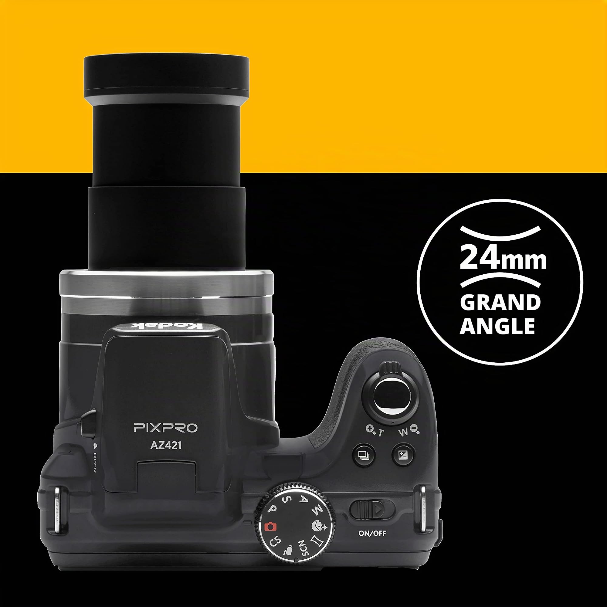 KODAK Pixpro AZ421 - Appareil Photo Bridge Numérique, Zoom Optique 42X, Grand Angle de 24 mm, 16 Mpixels, LCD 3, Vidéo HD 720p, OIS, Batterie Li-ION - Noir