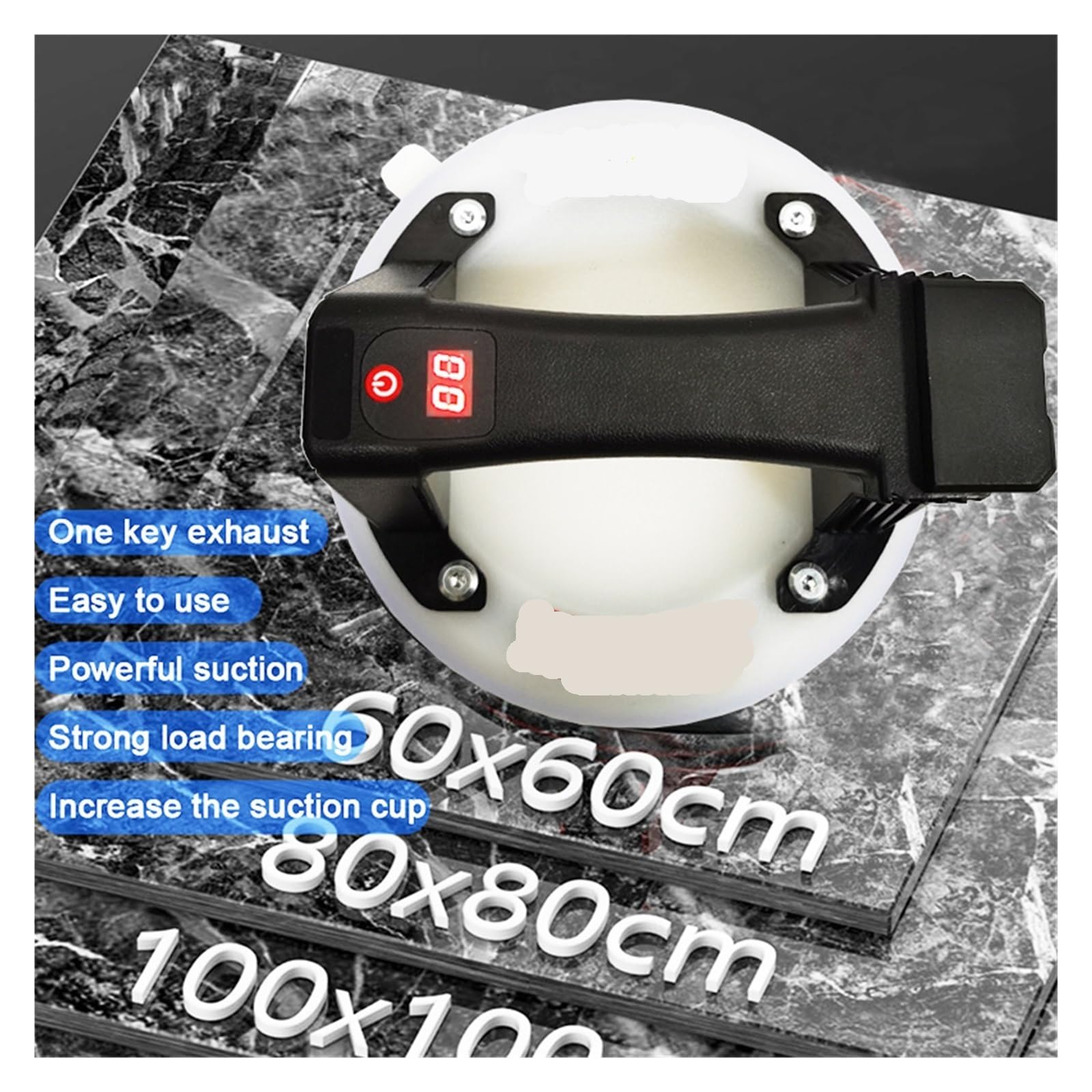 Ventosa para cristal, 8 pulgadas 3000mAh 250kg capacidad de carga bomba de aire ventosa de vacío eléctrica resistente