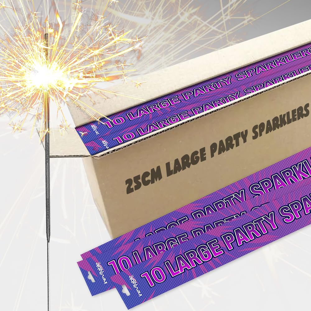 25cm (10 inch) Large Party Sparklers | Handheld Sparklers | Classic Golden Sparkle (20 Sparklers)