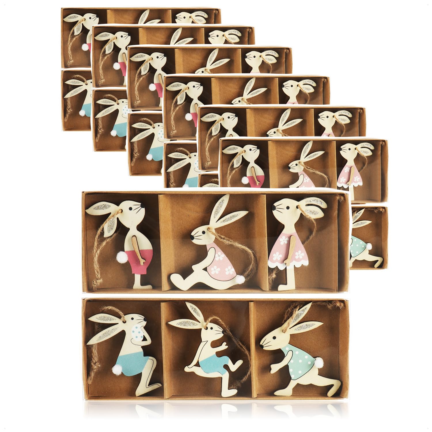 com-four® 36x Dekoaufhänger Hase - Osterschmuck aus Holz zum Aufhängen - Holzaufhänger Hasen zum Dekorieren - Ostern (36 Stück - Osterhasen)