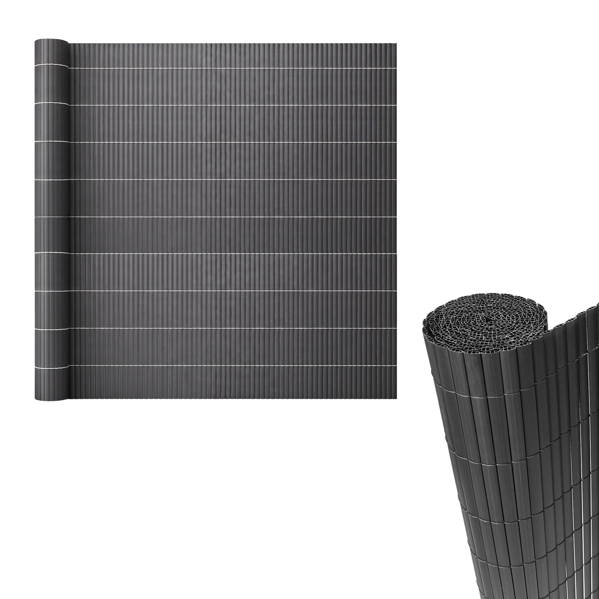 casa.pro Valla Jardin Exterior Cefalu 150 x 400 cm Cañizo PVC Malla Ocultacion Cañizo Jardin Ocultación Contra el Viento Pantalla de Privacidad Balcón Terraza Resistente 16 mm - Antracita