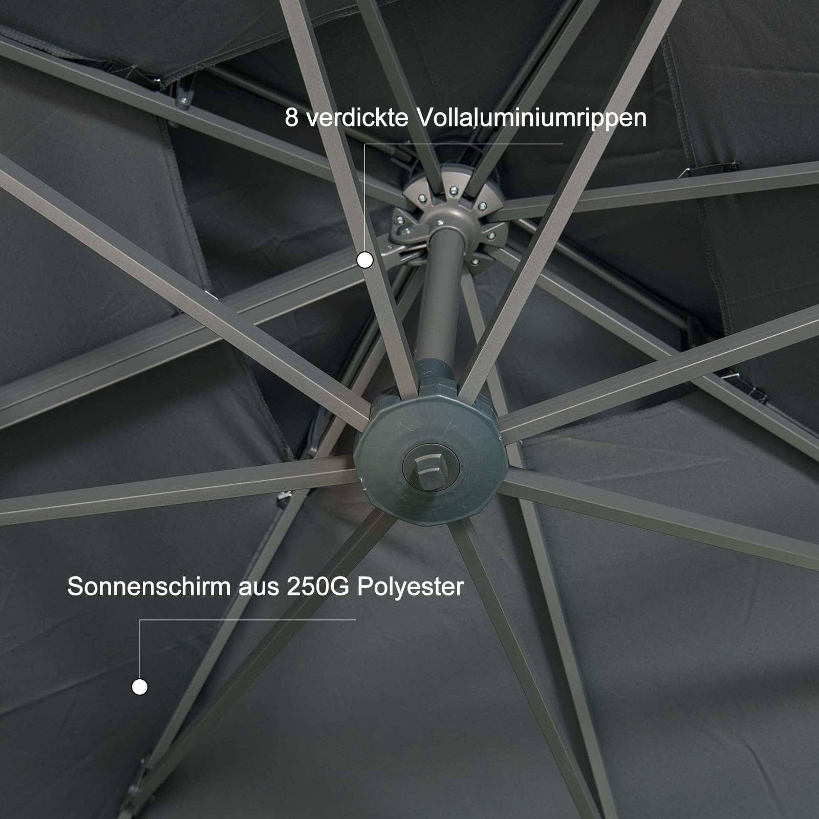LKINBO Sonnenschirm 300 x 400 cm Rechteckig mit Ständer und Kurbel, Groß Ampelschirm Terrassenschirm 360°Drehbar Parasol Windfest Gartenschirm Wasserdicht Marktschirm für Garten Deck Outdoor, Grau