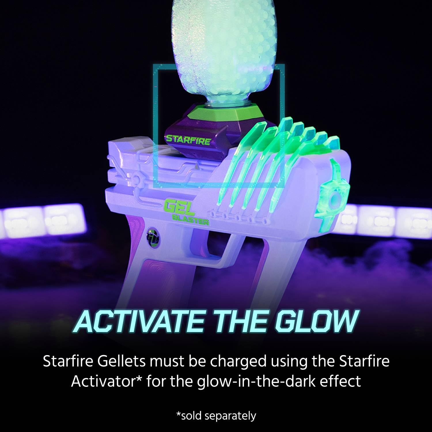 Gel Blaster Starfire 10 000 Kul Gelowych - Amunicja do pistoletów Starfire Gel Blasters - Kule świecące w ciemności z tracerem aktywowanym UV - Zwiększona celność strzałów, dla osób od 14 lat