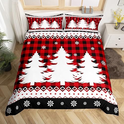 Vista 155 de Juego de funda de edredón rosa de Navidad para niñas, tamaño matrimonial, lindo juego de ropa de cama de dibujos animados de pingüino de Papá Noel