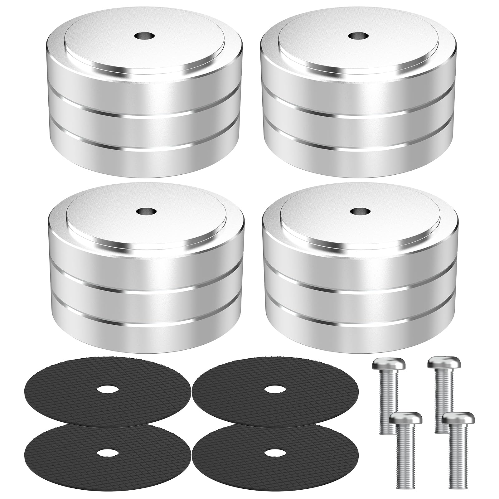 Monosaudio 4St HiFi Lautsprecherständer Füße Spike Pads 40mmx20mm Isolationsfüße Gerätefüße Aluminium Stoßdämpfer Füße HiFi Untersetzer mit Schraube M4 für Verstärker Subwoofer Plattenspieler DAC