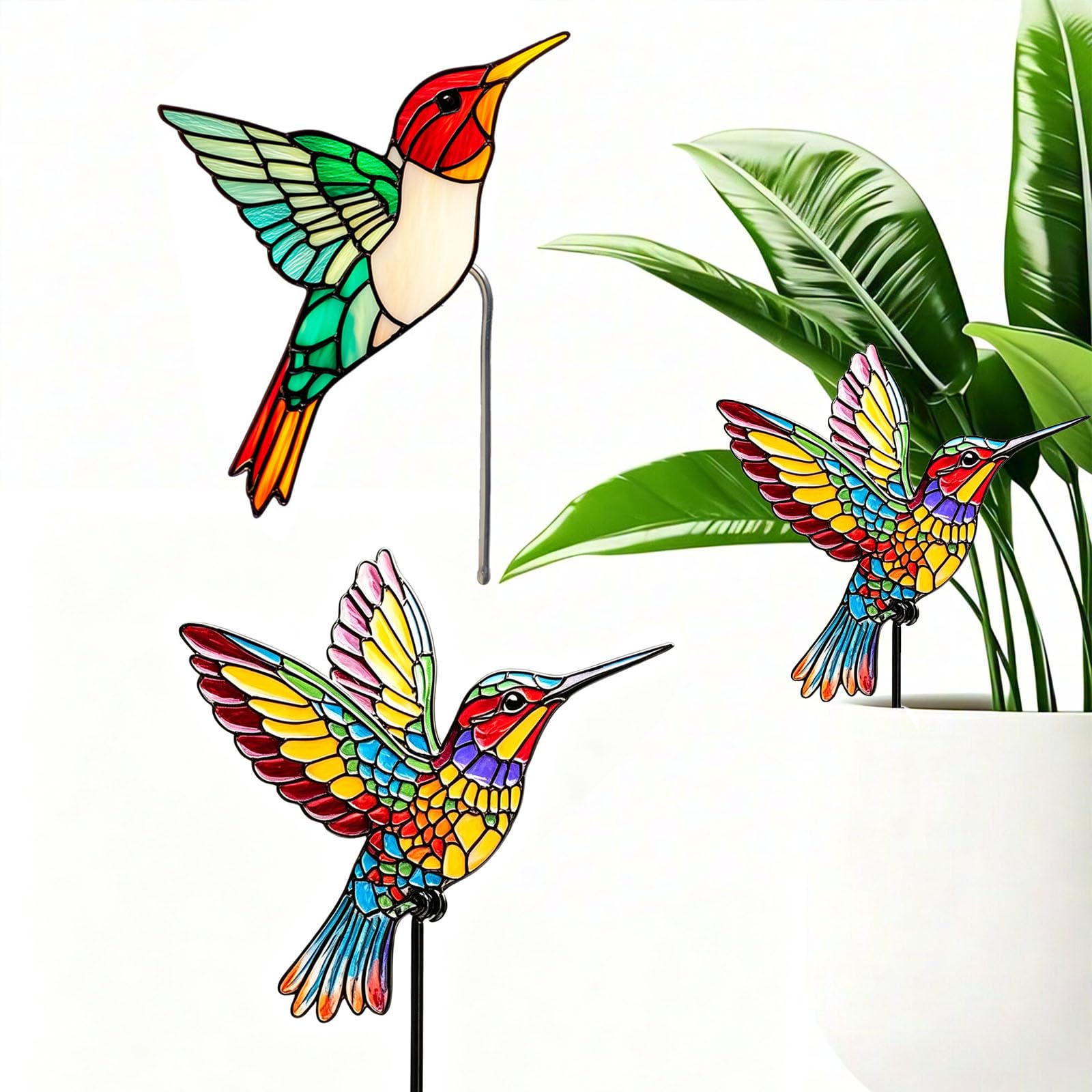 2 Pcs Garden Decoration Items Outdoor, Hummingbird Plant Pot Decor for Balcony and Indoor Display, Bird Lover Gift for Home Decor Collections, Dimensions 9 cm by 12 cm.-image-13