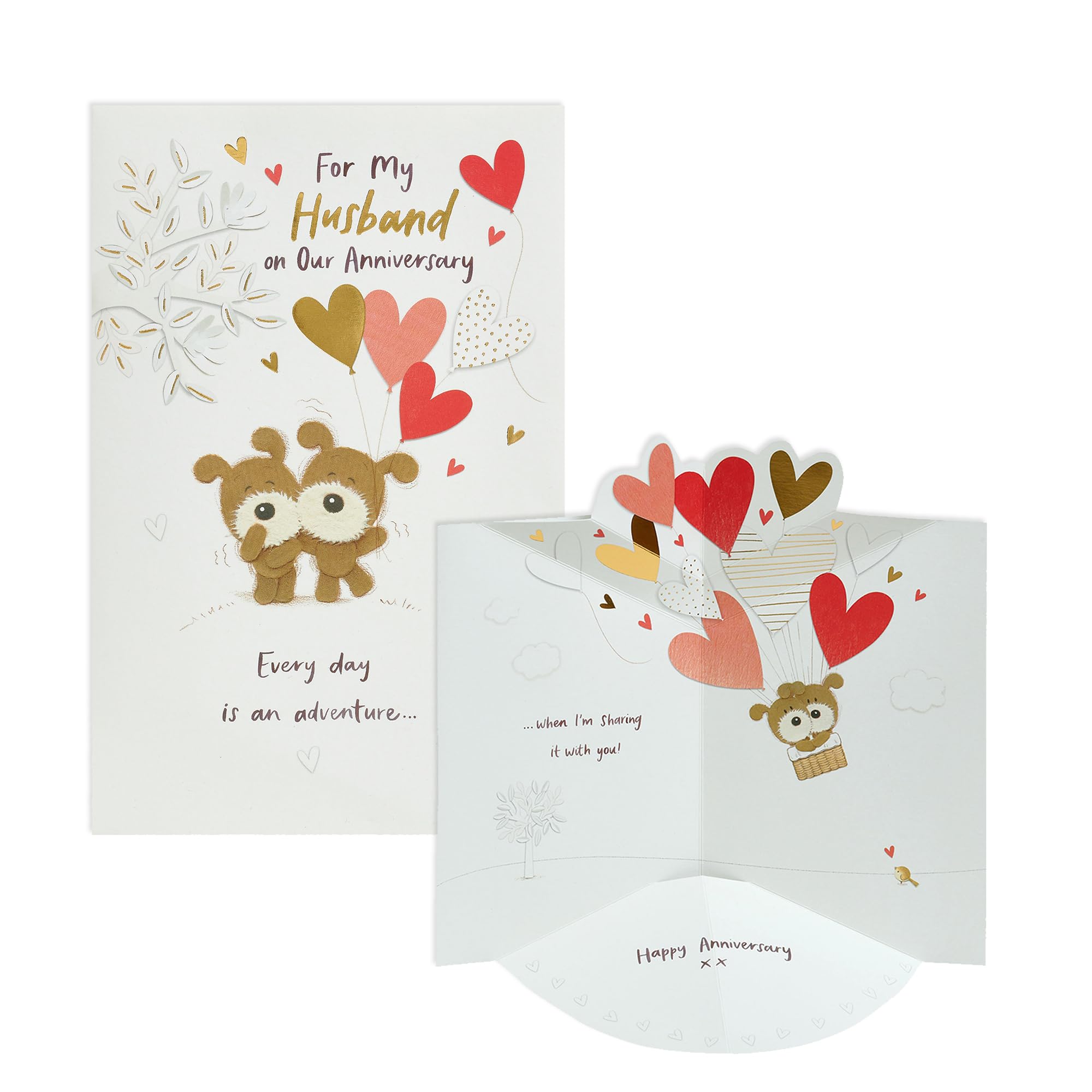 UK Greetings Wedding Anniversary Card for Husband - Lovely Design, Multi, 149 mm x 229 mm