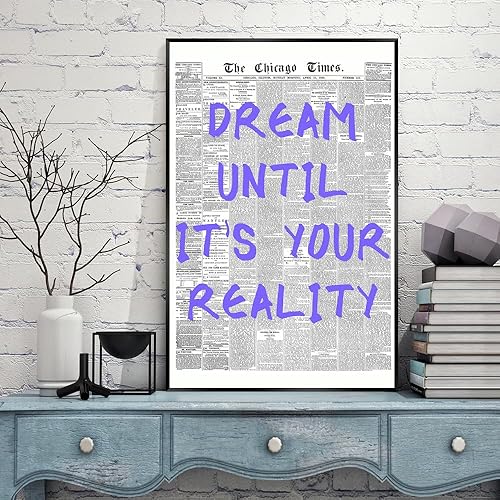 Miniatura 3 de Pósteres de periódico retro para habitación, estético azul claro, lienzo preparado, arte de pared, arte de moda, cita de afirmación, sueño hasta que