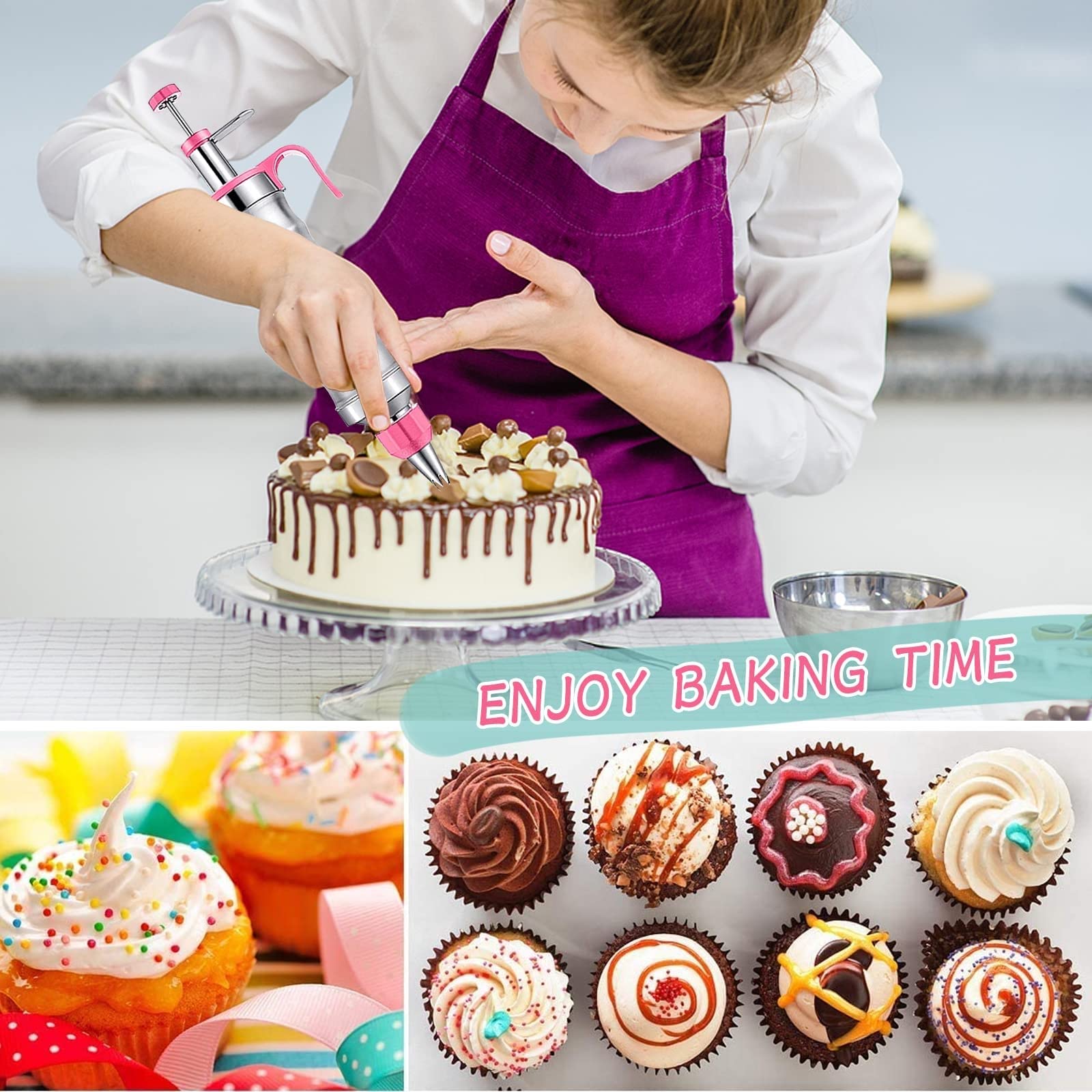 Seringue décorative pour dessert, seringue à crème, seringue à glaçage et ensemble de buses, ensemble de fabrication de crème, produits de boulangerie, outils décoratifs pour gâteaux à glaçage