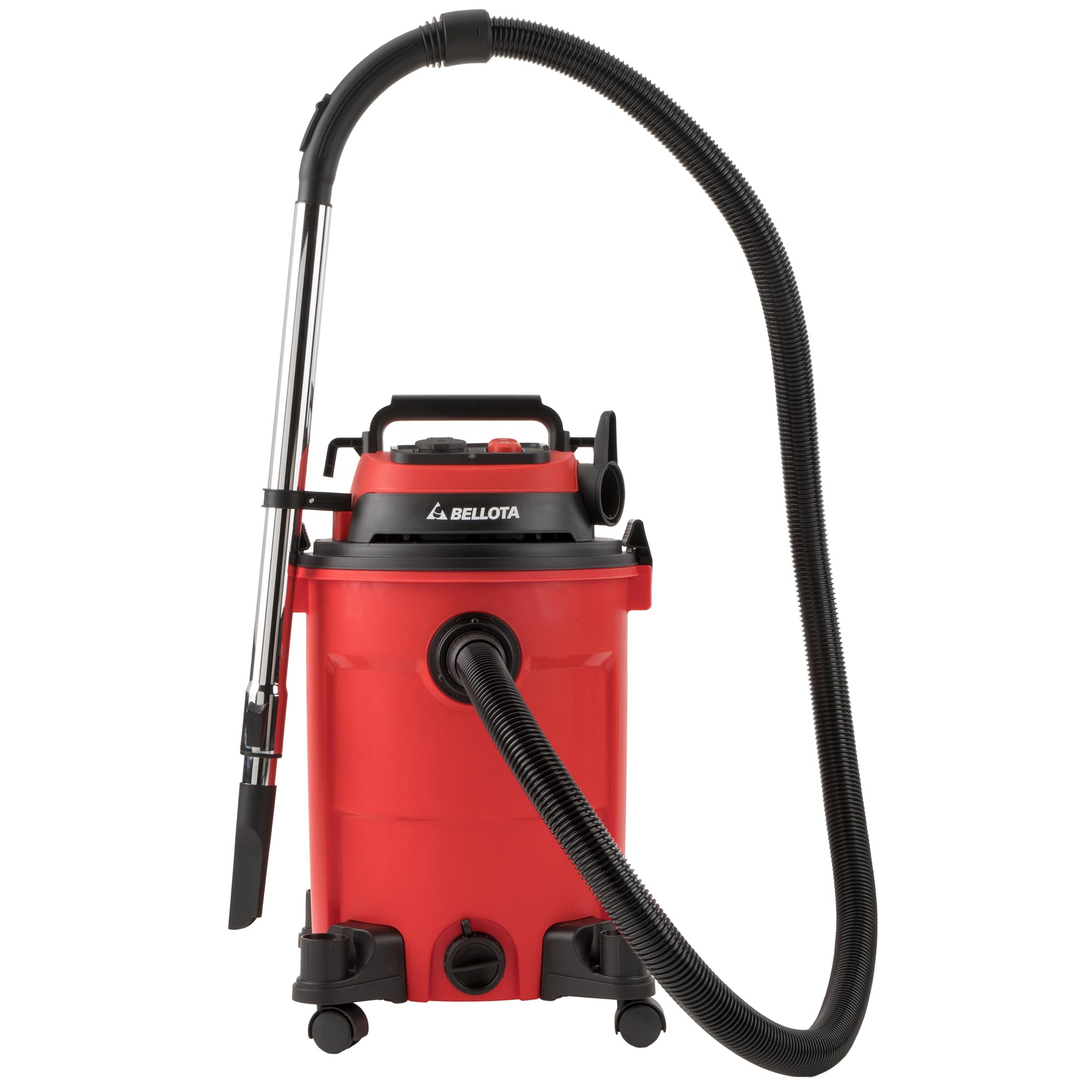 Bellota ASL2500SE - Aspirador con cable para aspirar restos líquidos y sólidos sincronizado, 25L, 2KW, Manguera (32mm Ø) de 2 metros, Tubo extensible metálico (440mm), enchufe sincronizado, con ruedas