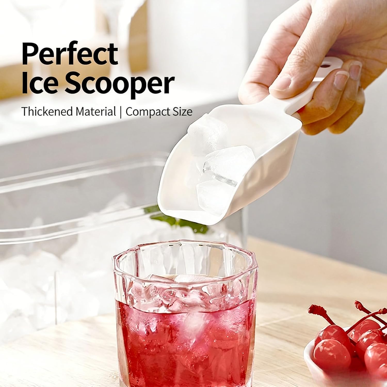 Plastic Ice Scoop, Plastic Kitchen Ice Scoop for Canisters or Ice Maker, Food Scoops for Canisters, Freezer, Flour, Dry Foods, Coffee Beans, Pop Corn, Pet Dog Cat Food