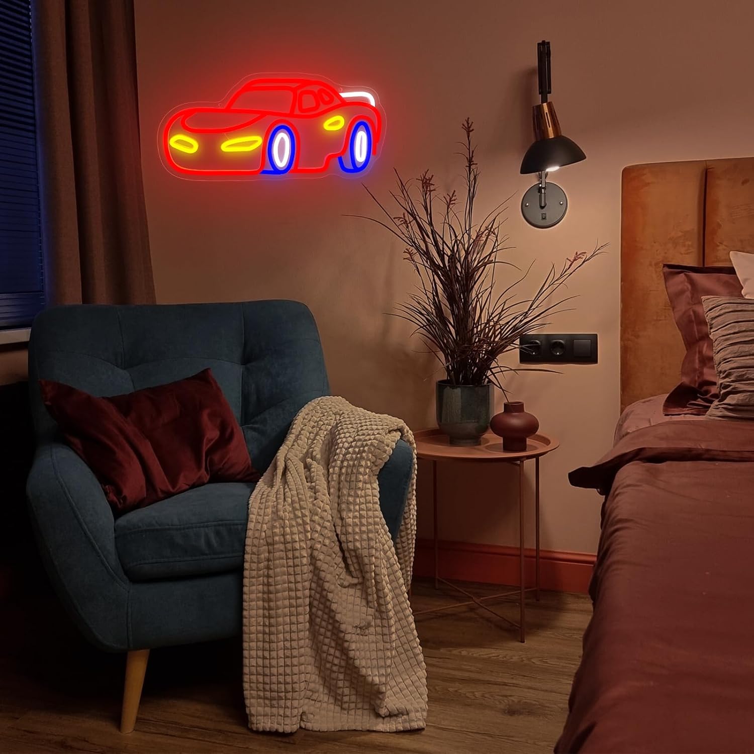 Car Neon Sign, Racing Car Neon Signs For Wall Decor, 15.4'' X 7.3'' USB Powered Car Neon Lights Signs, Dimmable Sports Car Neon Lights for Kids Bedroom Game Rooms Garages Man Cave Birthday Presents