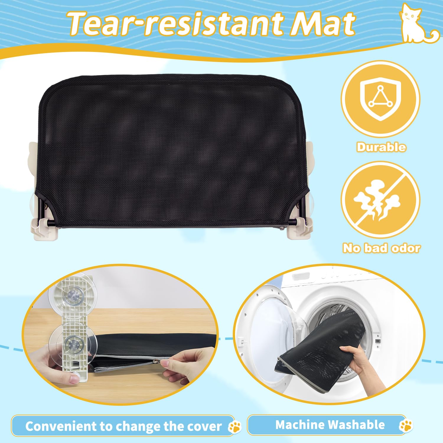 Dracarys Hamac Chat Fenetre, Hamac Fenetre pour Chat Pliable Robuste Lit pour Chat Panier Chat Suspendu Perchoir Chat Fenetre avec 4 Ventouses Robustes Pouvant Supporter Jusqu'à 20 Kg