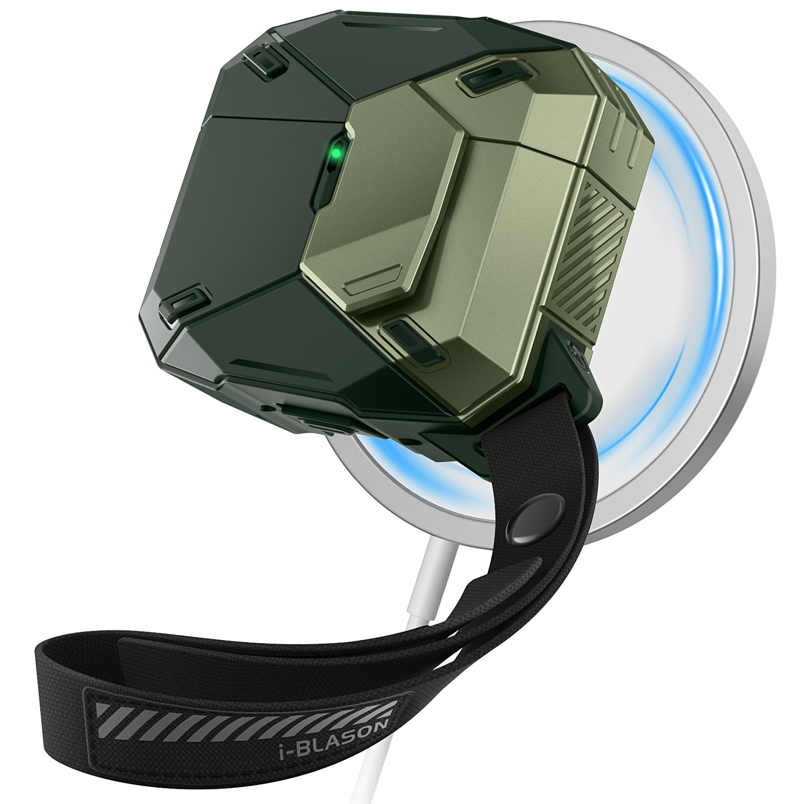 i-Blason for Apple Airpods 4 Case Cover MagSafe, [Magnetic Automatic Lock] [MagSafe Wireless Charging], Military Protective Case with Lanyard for