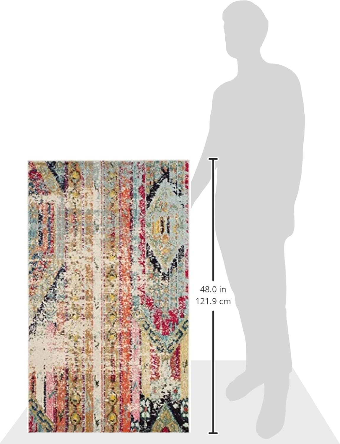 SAFAVIEH Monaco Collection Accent Rug - 2'2" x 4', Multi, Boho Chic Tribal Distressed Design, Non-Shedding & Easy Care, Ideal for High Traffic Areas in Entryway, Living Room, Bedroom (MNC222F)