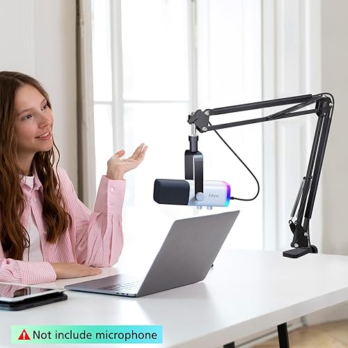 Miniatura 7 de Brazo de brazo AM8 brazo de micrófono ajustable con funda de cable, brazo de micrófono con adaptador de 38 a 58 pulgadas compatible con la mayoría