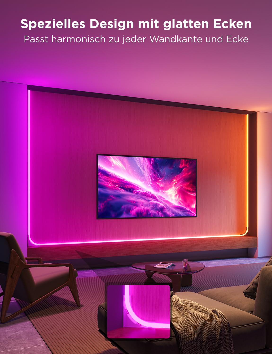 Govee Neon LED Strip für Sockelleiste,5M RGBIC LED Streifen für Wandlinien und Ecken, Kompatibel mit Matter，Musiksync, Zuschneidbar, Neon Licht Deko für Wohnzimmer, Korridor, Schlafzimmer | Kompatibel mit Matter Alexa Google Assistant, Musiksync, Zuschnei