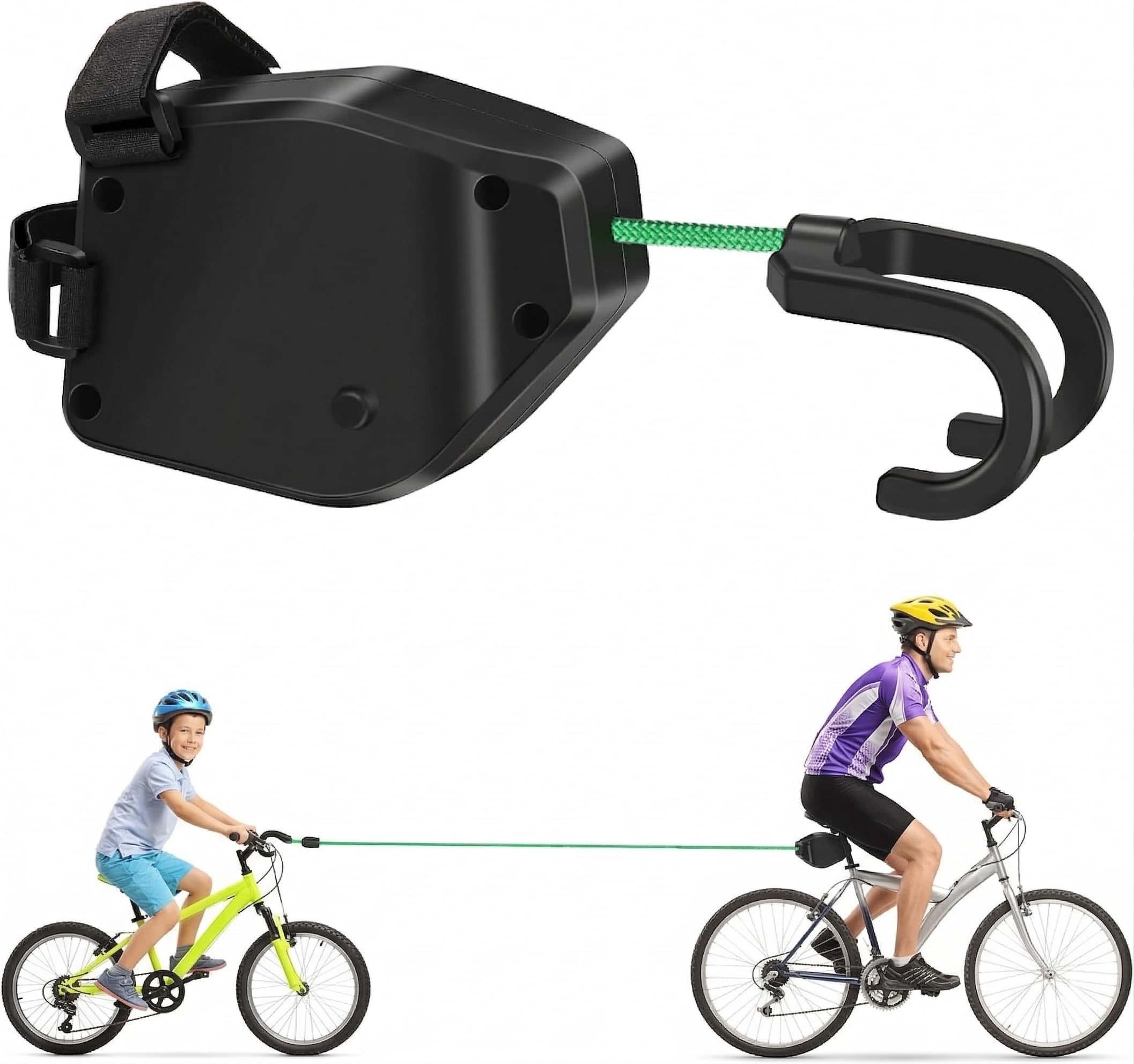 Corda di Traino per Bici da Bambino 2,5 m Portata 225 kg per MTB E-Bike con Moschettone e Custodia