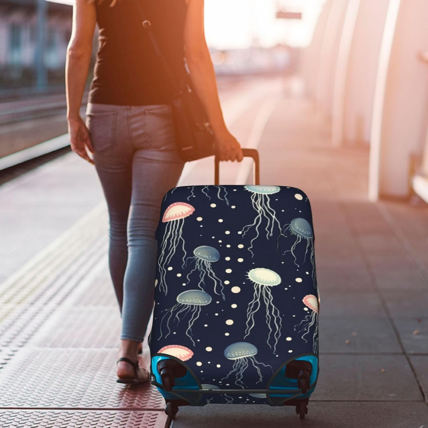 Suitcase Cover Cute Jellyfish Patterntravel Luggage Cover Suitcase Protector Covers With Zip Washable For18in-32in Luggage, Medium, 11437