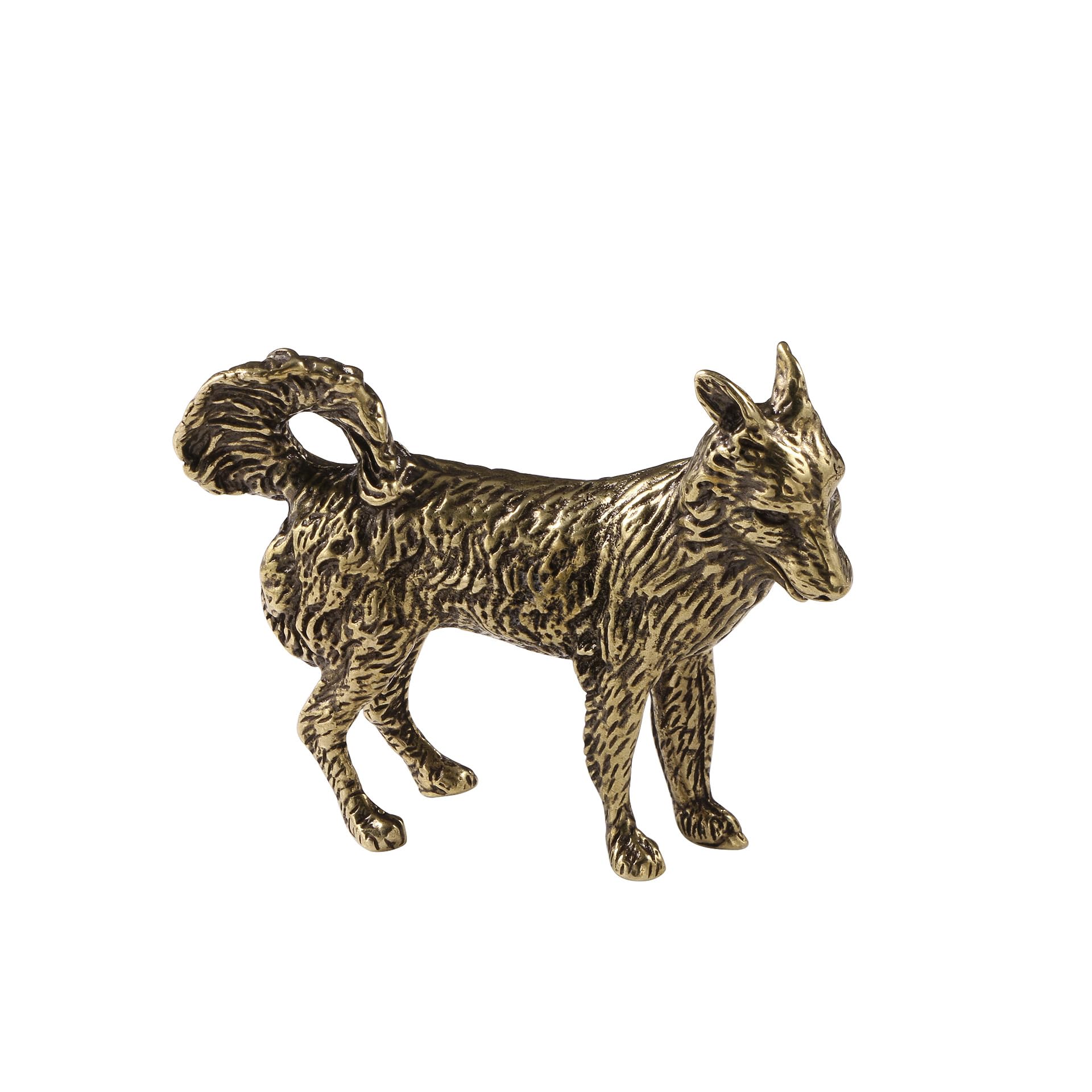 NGDFGR Brass Pastoral Dog Model Miniature Sculpture Figurines,Metal Realistic Animal Wolf Dog Statue Crafts Collection Desktop Ornament Home Sand Table Bonsai Decor Accessories