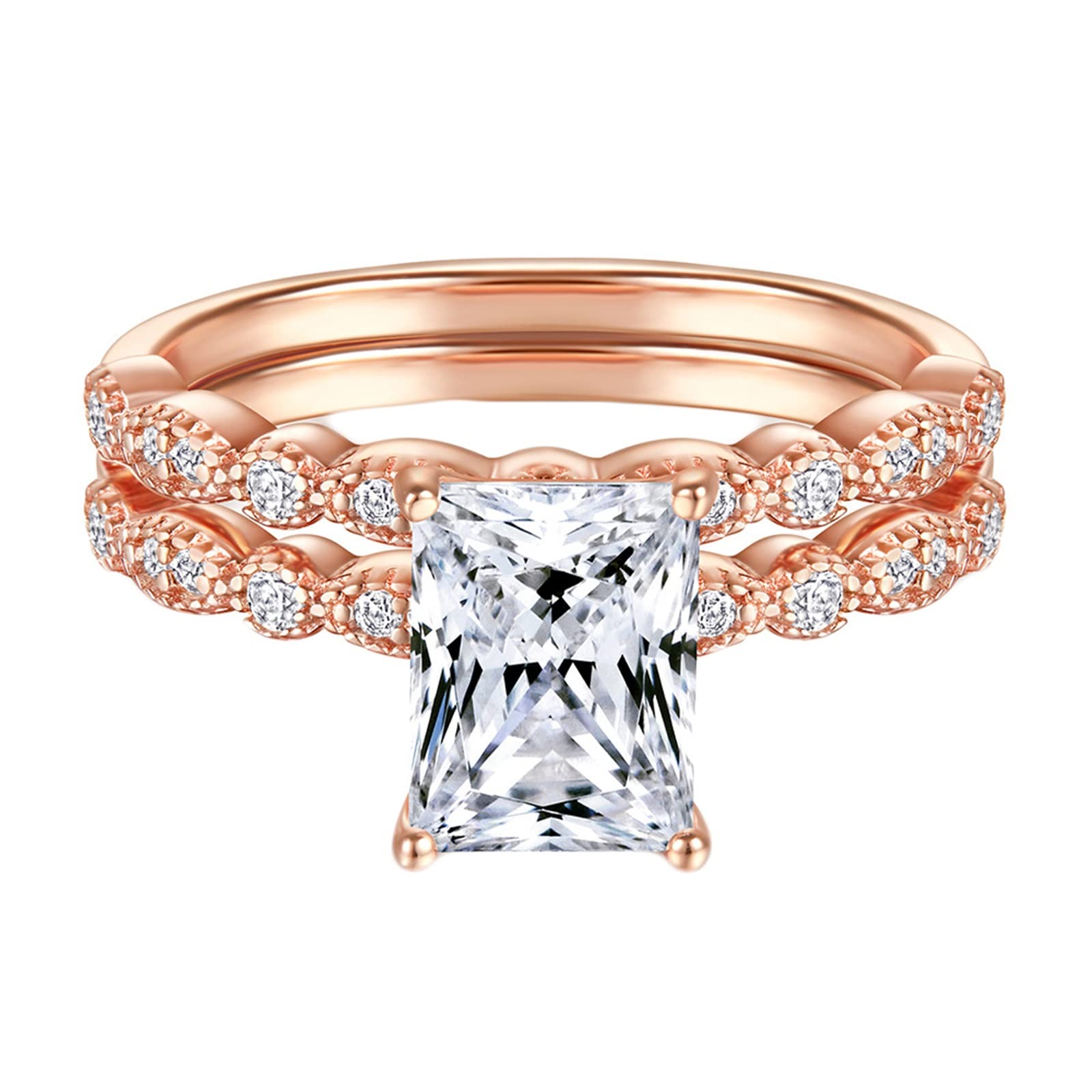 Bagues éternité rectangle argent 925 le cadeau de mariage idéal pour elle - 7