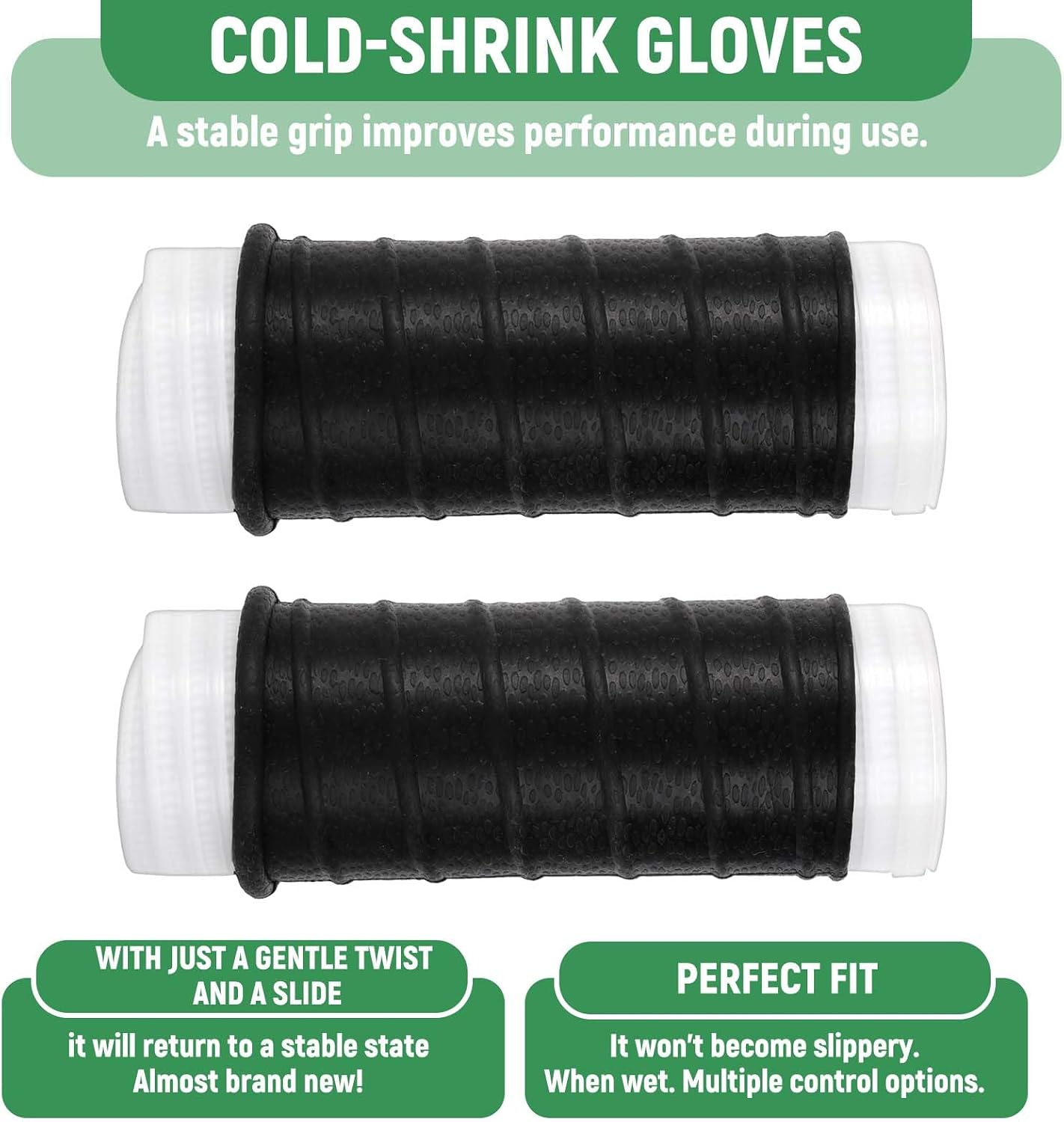 NQEUEPN 2pcs Heat Cold Shrink Handle Grip, Non-Slip Handle Wrap, 6.69in