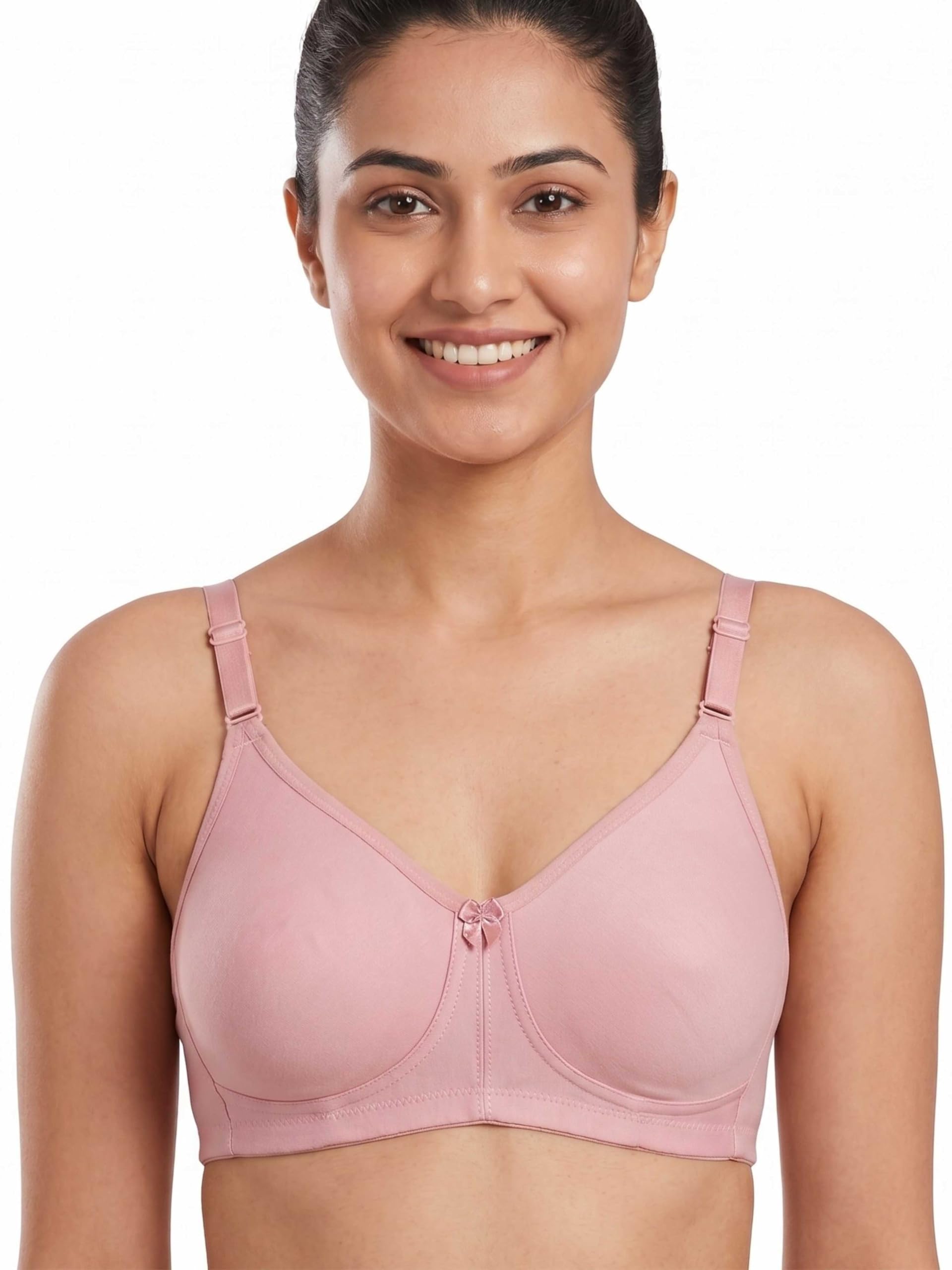 yuneek Women’s Full Coverage Minimizer Bra | 3-Layer Spacer Cup | Non-Padded Non-Wired T-Shirt Bra | Detachable & Adjustable Straps | Soft Cotton Blend Everyday Comfort Bra-picture-36