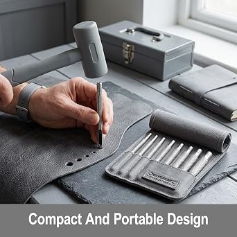 8 Pcs Hollow Leather Hole Punch Set Round Hole Punch Set Metal Hollow Holes Punching Professional Leather Punch Tool for Belts Watch Bands Canvas Paper Gasket & Plastics
