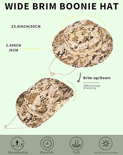 Miniatura 4 de Sombreros de sol para hombres y mujeres, sombrero de cubo UPF 50+, sombrero Boonie plegable, protección UV, senderismo, playa, pesca, safari de