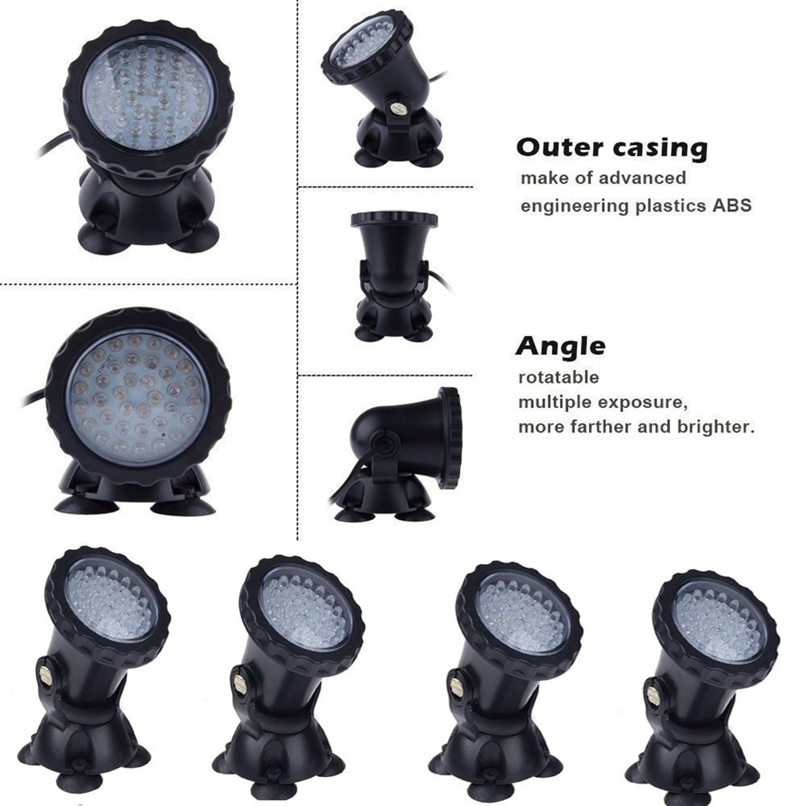 Luci per Acquario RGB Multicolore, Faretti Subacquei Impermeabili, con Telecomando per Piscina con Laghetto da Giardino, Presa UK (Set di 4 Luci)(Set of 4 Lights)