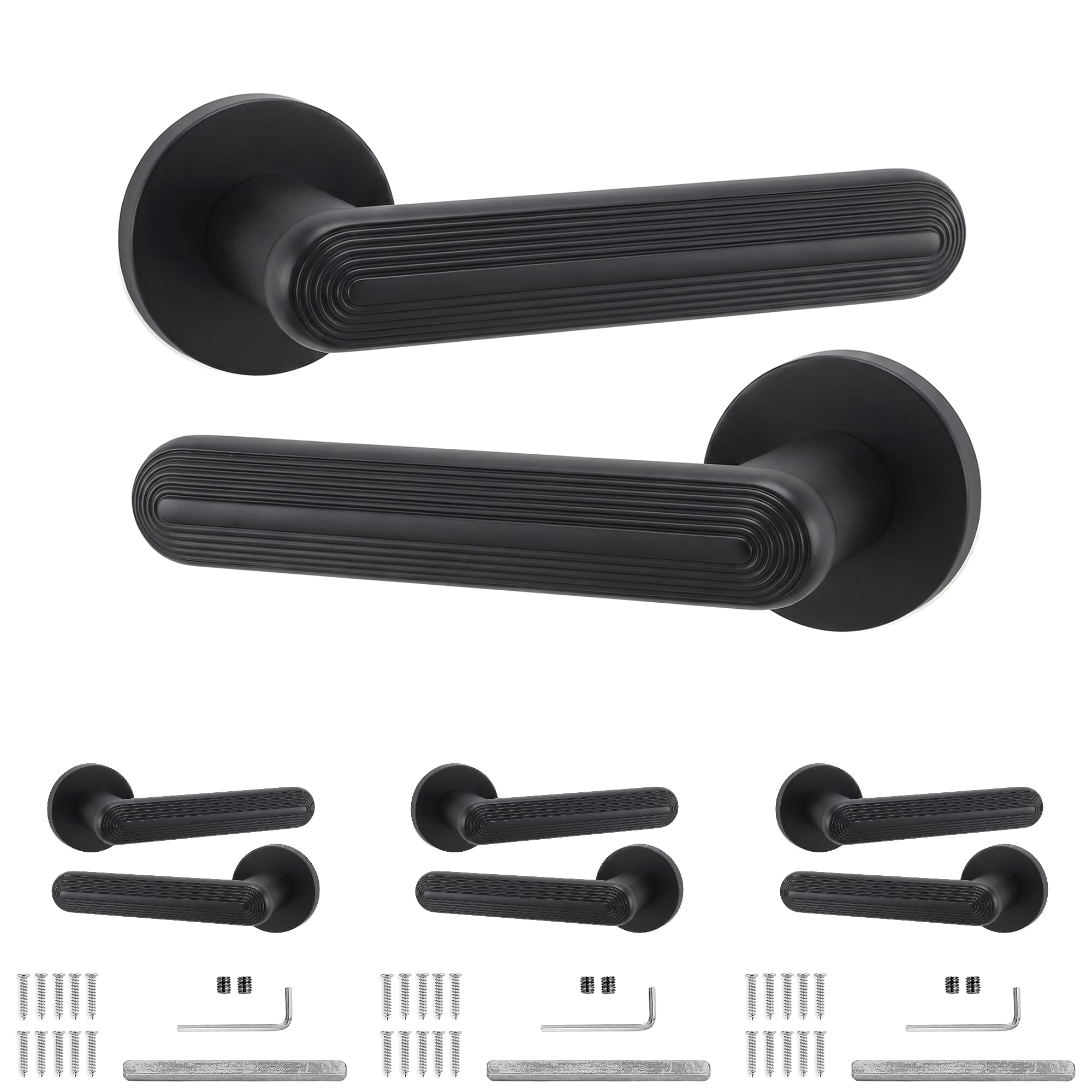 Decoranddecor Matt Black Internal Door Handles 4 Pack