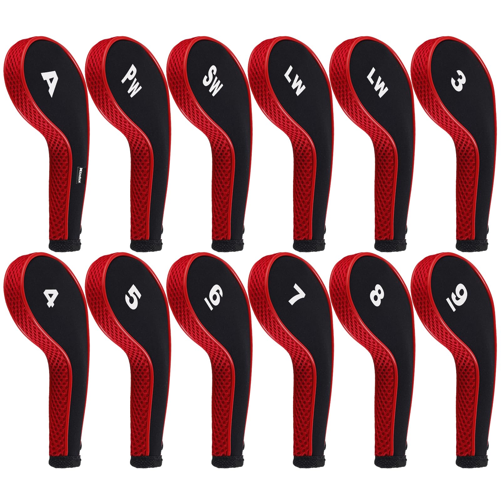 – Andux Number Print Golf Iron Club Head Covers Long Neck with Zipper 12pcs/Set