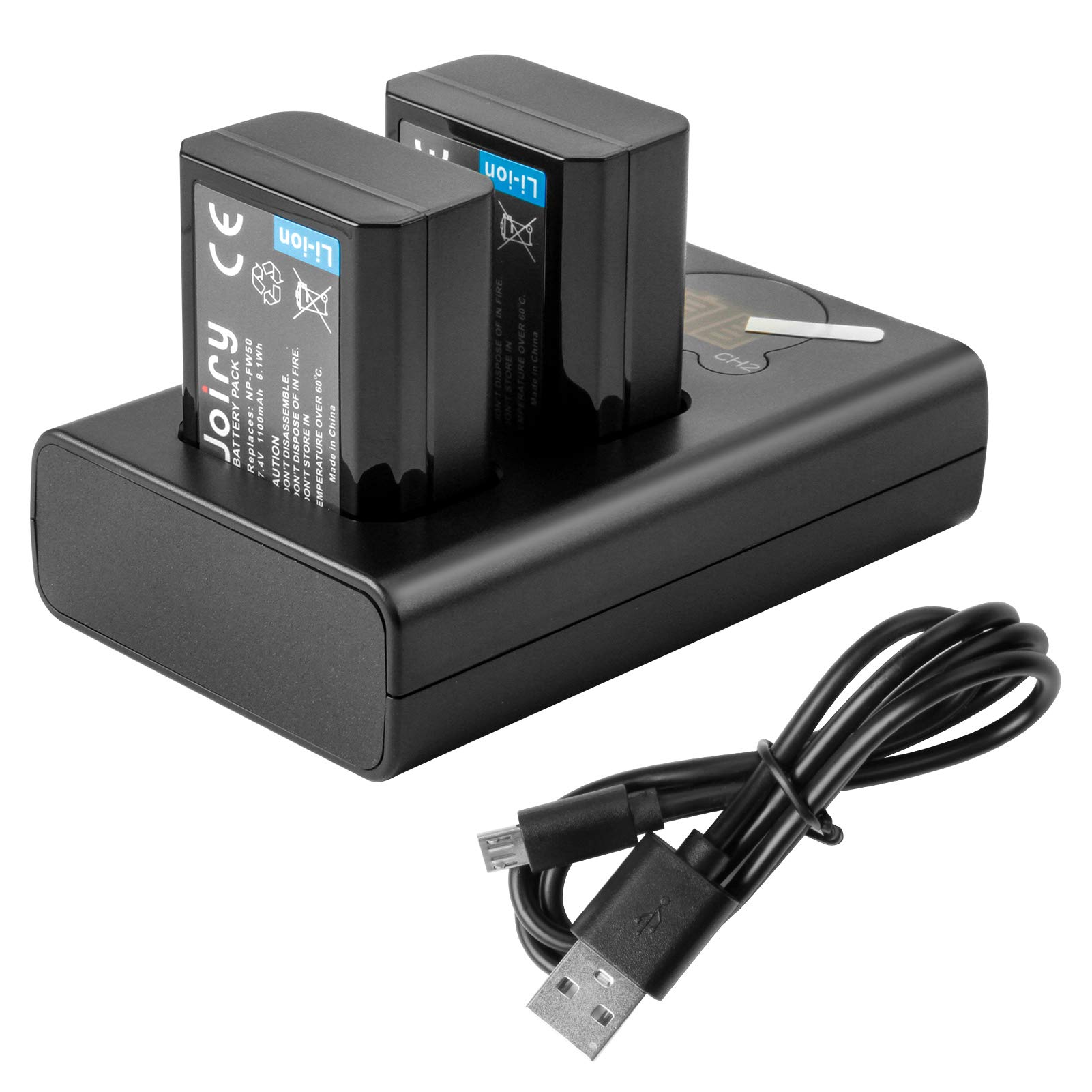 2 X NP-FW50 Batterie de Rechange et Chargeur Double Compatible avec Sony Alpha a6500, a6300, a6000, a7s, a7, a7s II, a5100, a5000, a3000, a7r, a7 II, NEX 3/5/7 Series