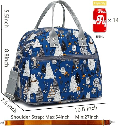 Miniatura 3 de FlowFly Bolsa de almuerzo aislada con correa para el hombro para mujeres, hombres y niños, grande y reutilizable, asa, bolsa congelable para el