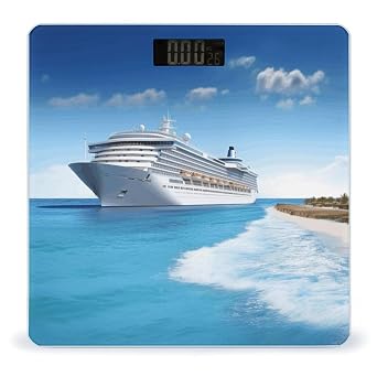Digital Bathroom Scale Seaside Cruise Shipprinted Accurate Weight Scale,400lb Capacity LCD DisplayvStep-on Technology Tempered Glass