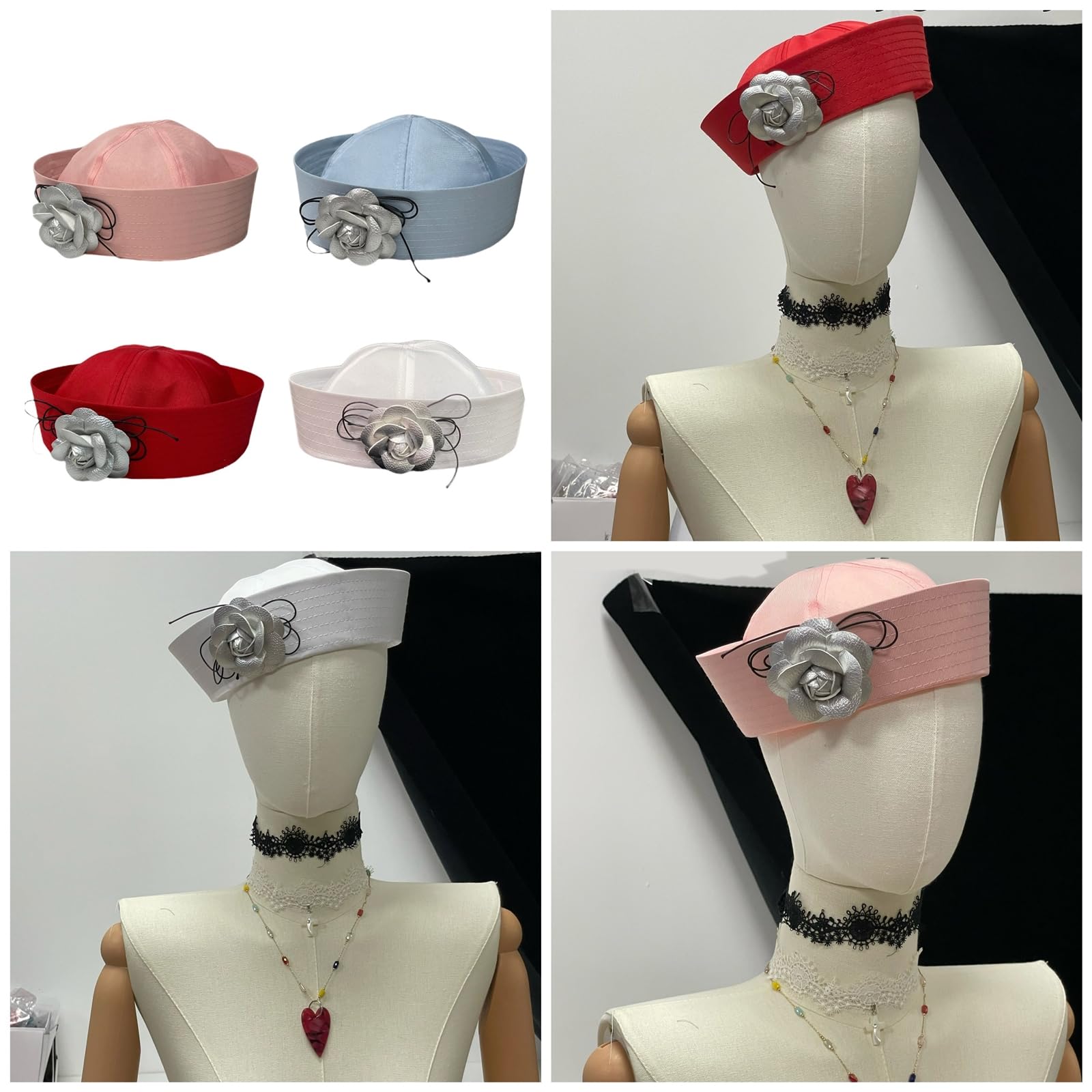 jiingekk Classical Sailors Hat With Blossom Delicate Hat Props For Teens Travel And Shopping Accessories